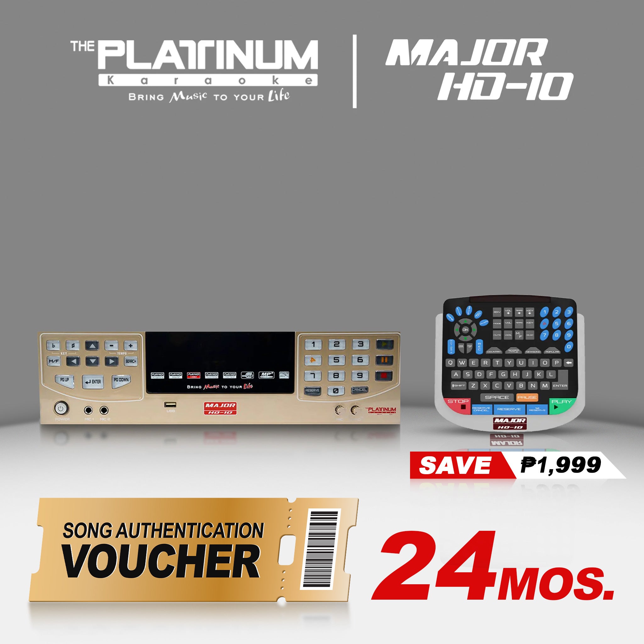 24 Months Song Authentication for Major HD-10 with PTRC1000