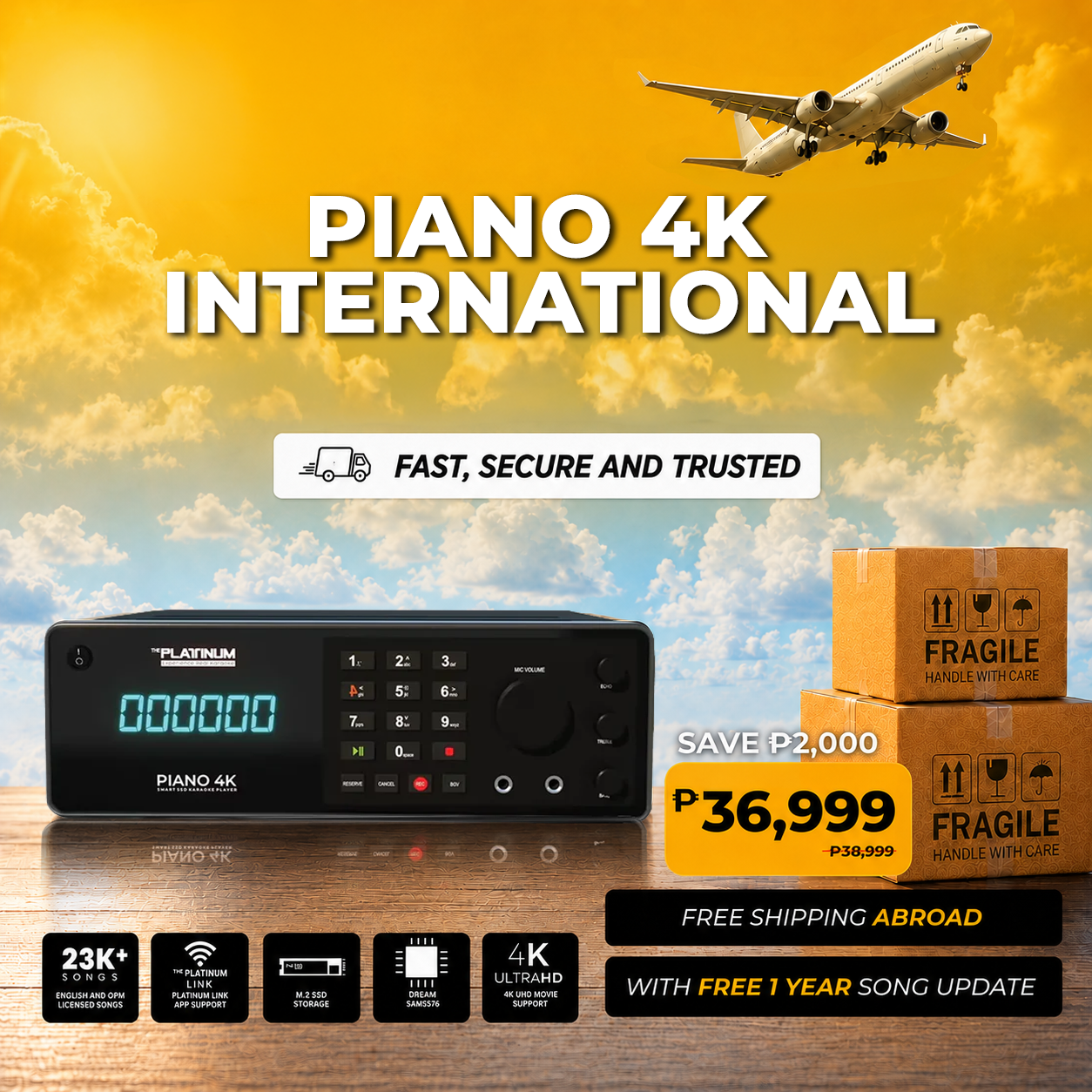 PIANO 4K 128gb with Free 1 Year Song Update - International