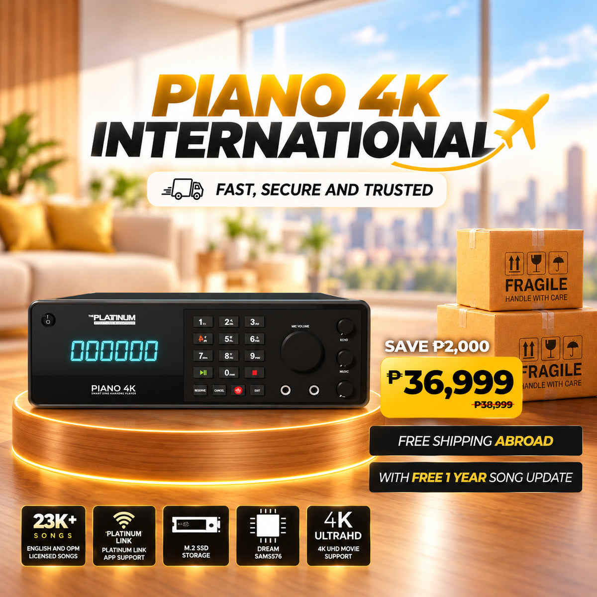 PIANO 4K 128gb with Free 1 Year Song Update - International