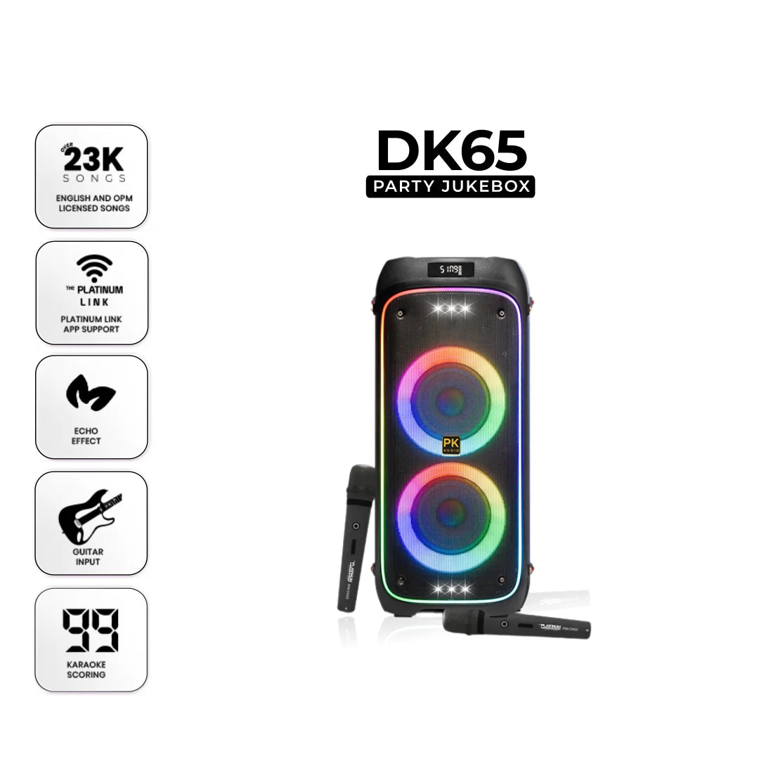 DK65 Duo Karaoke Speaker with UHF Wireless Microphones and 6.5" Woofer