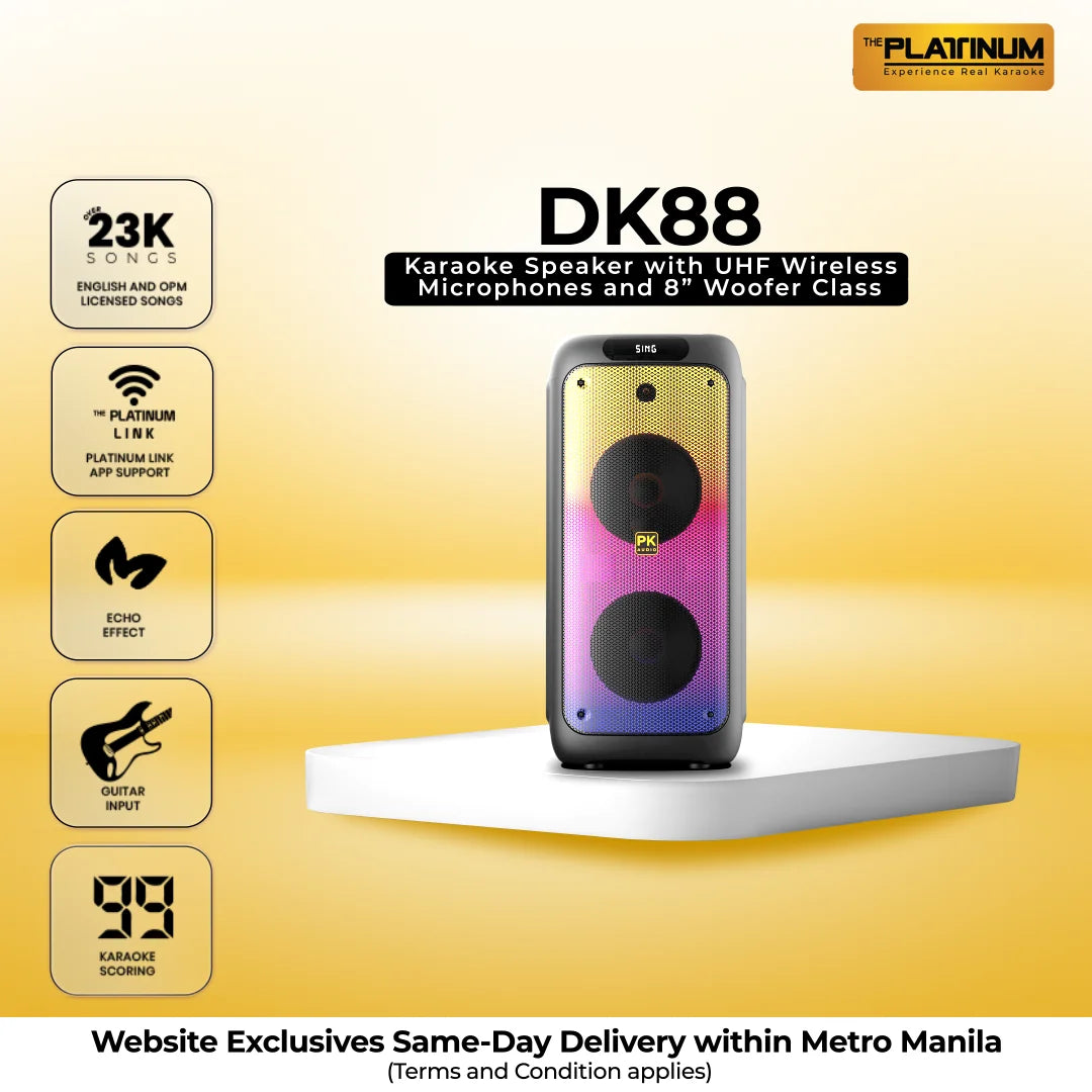 DK88 Duo Karaoke Speaker with UHF Wireless Microphones and 8” Woofer Class