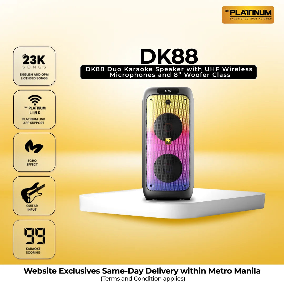 DK88 Duo Karaoke Speaker with UHF Wireless Microphones and 8” Woofer Class