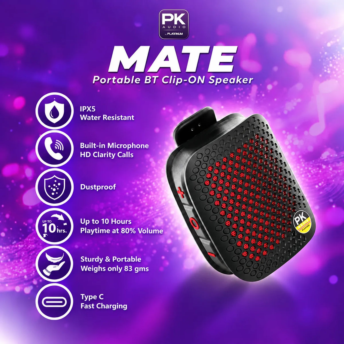 MATE Portable BT Clip-On Speaker