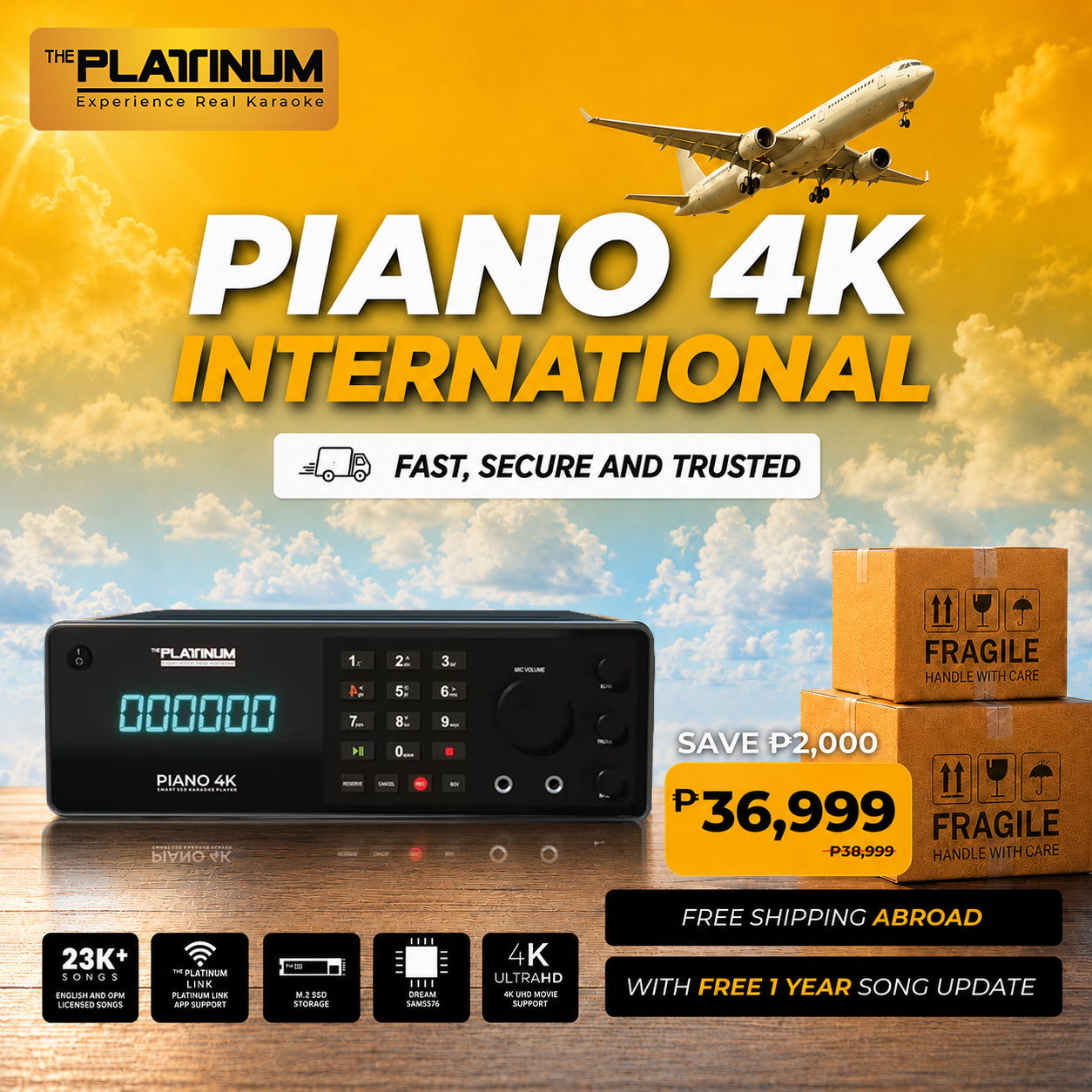 PIANO 4K 128gb with Free 1 Year Song Update - International