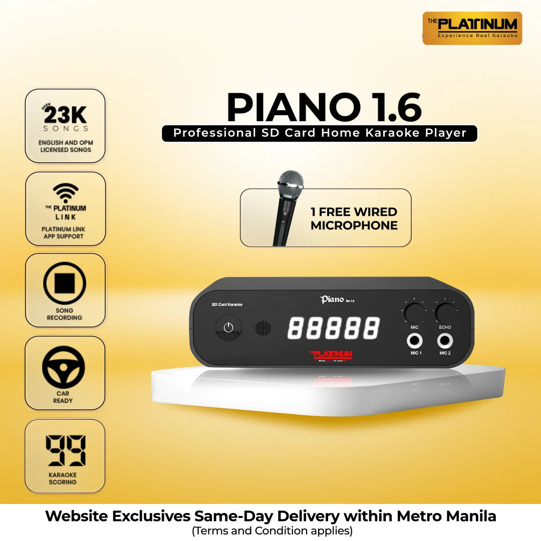 PIANO V1.6 Professional SD Card Home Karaoke Player with Free Wired Microphone