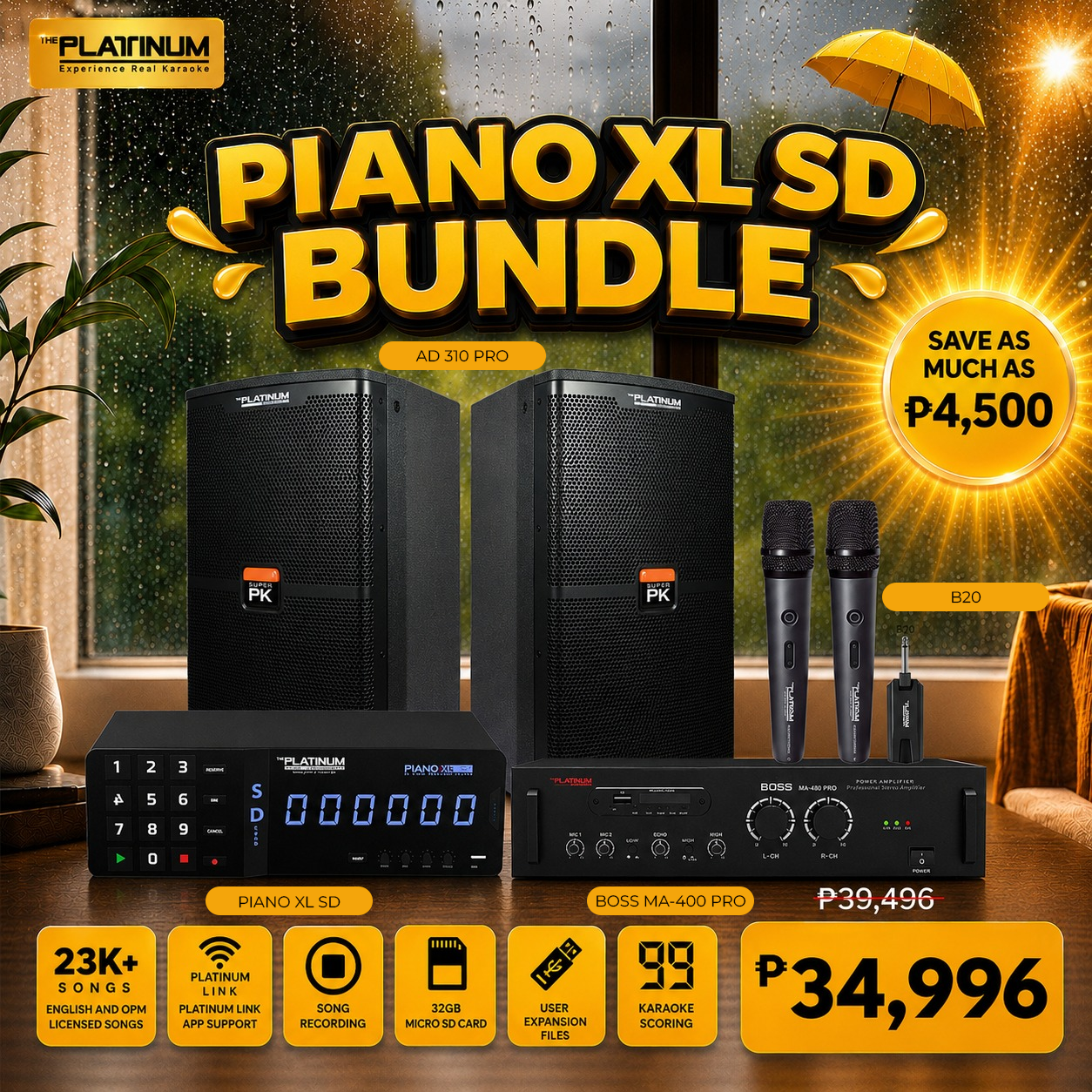 Piano XL SD + AD-310 PRO + BOSS MA 400 PRO + B20 - Bundle