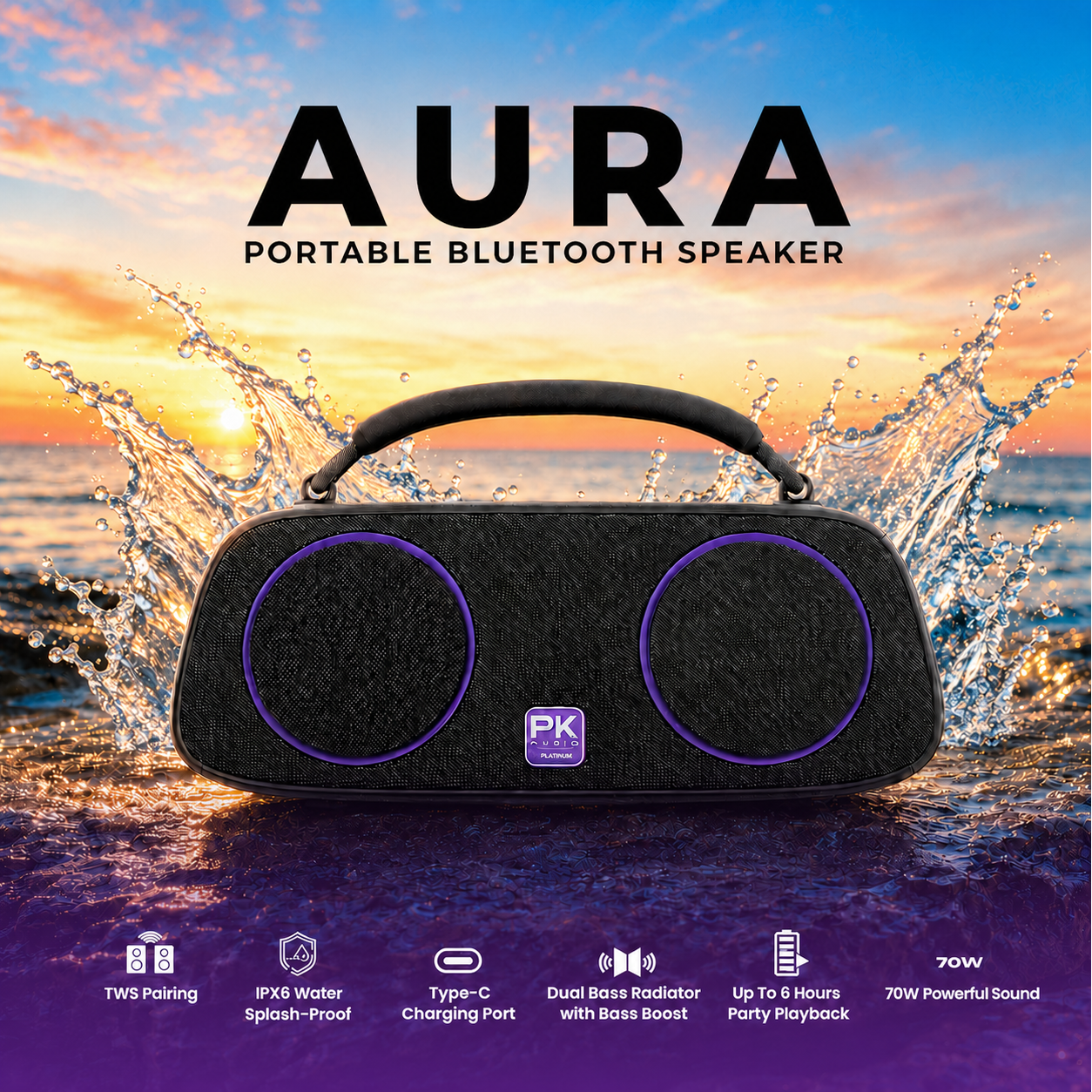 AURA Portable Bluetooth Speaker