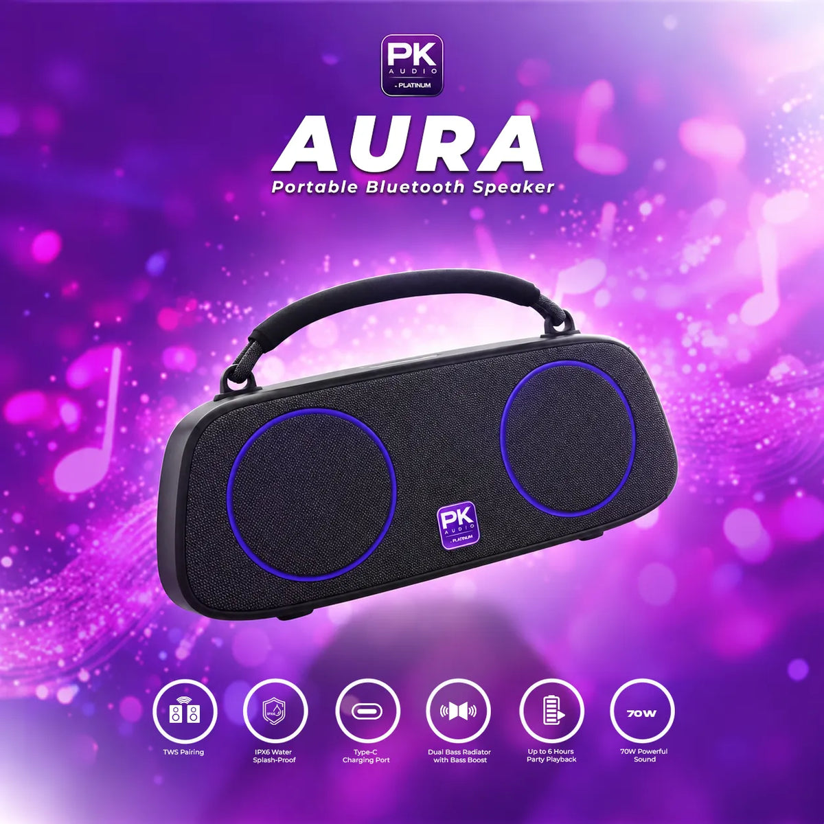 AURA Portable Bluetooth Speaker