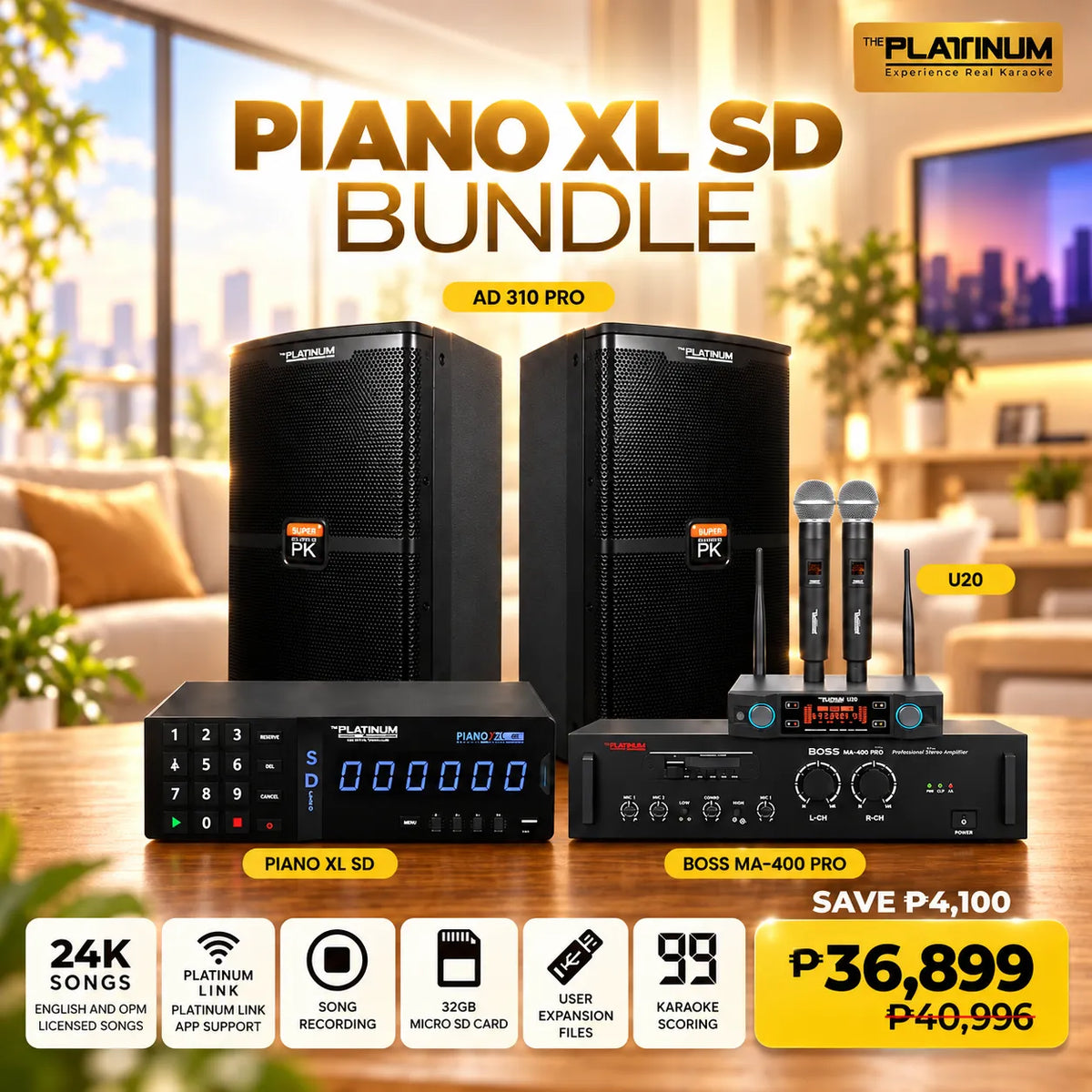 Piano XL SD + AD-310 PRO + BOSS MA 400 PRO + U20 - Bundle