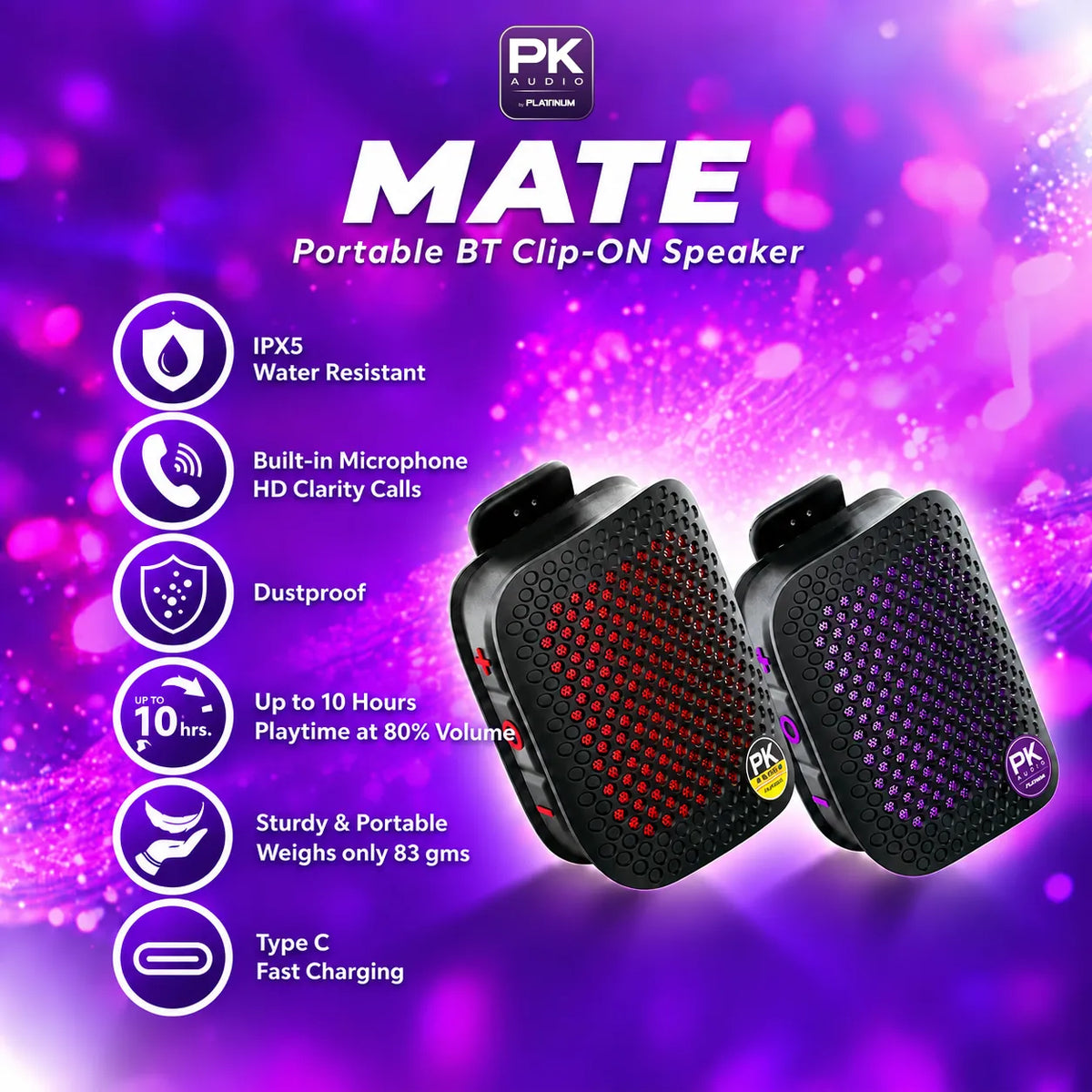 MATE Portable BT Clip-On Speaker