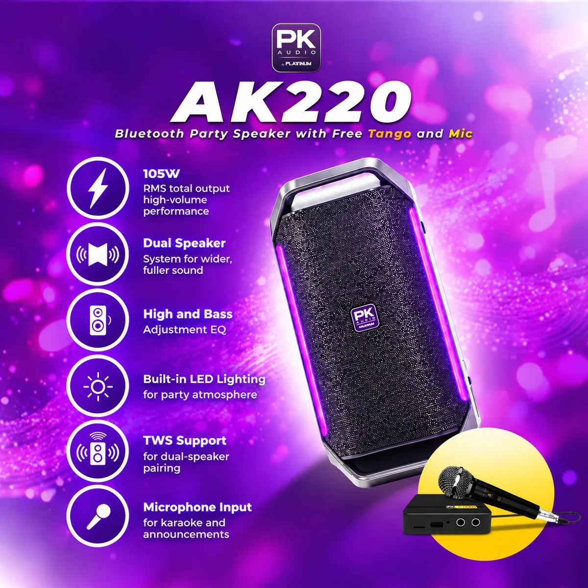 AK220 Bluetooth Party Speaker