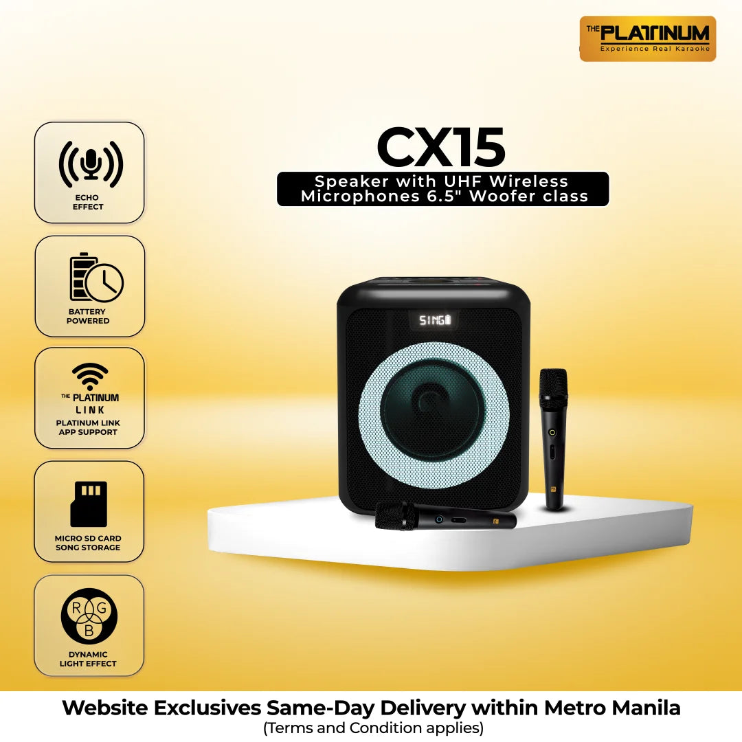 CX15 Karaoke Speaker with UHF Wireless Microphones 6.5" Woofer class