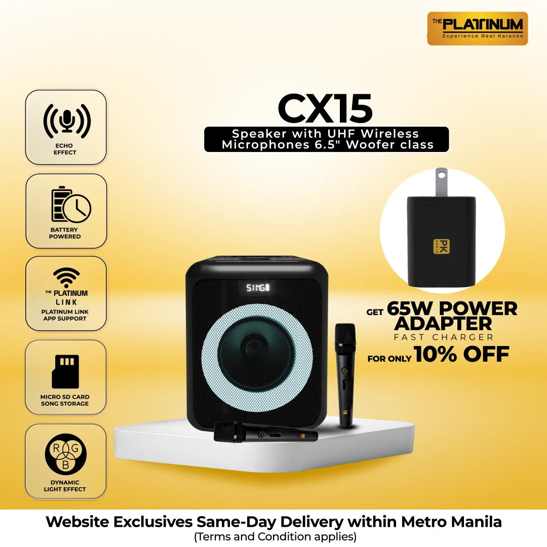 CX15 Karaoke Speaker with UHF Wireless Microphones 6.5" Woofer class