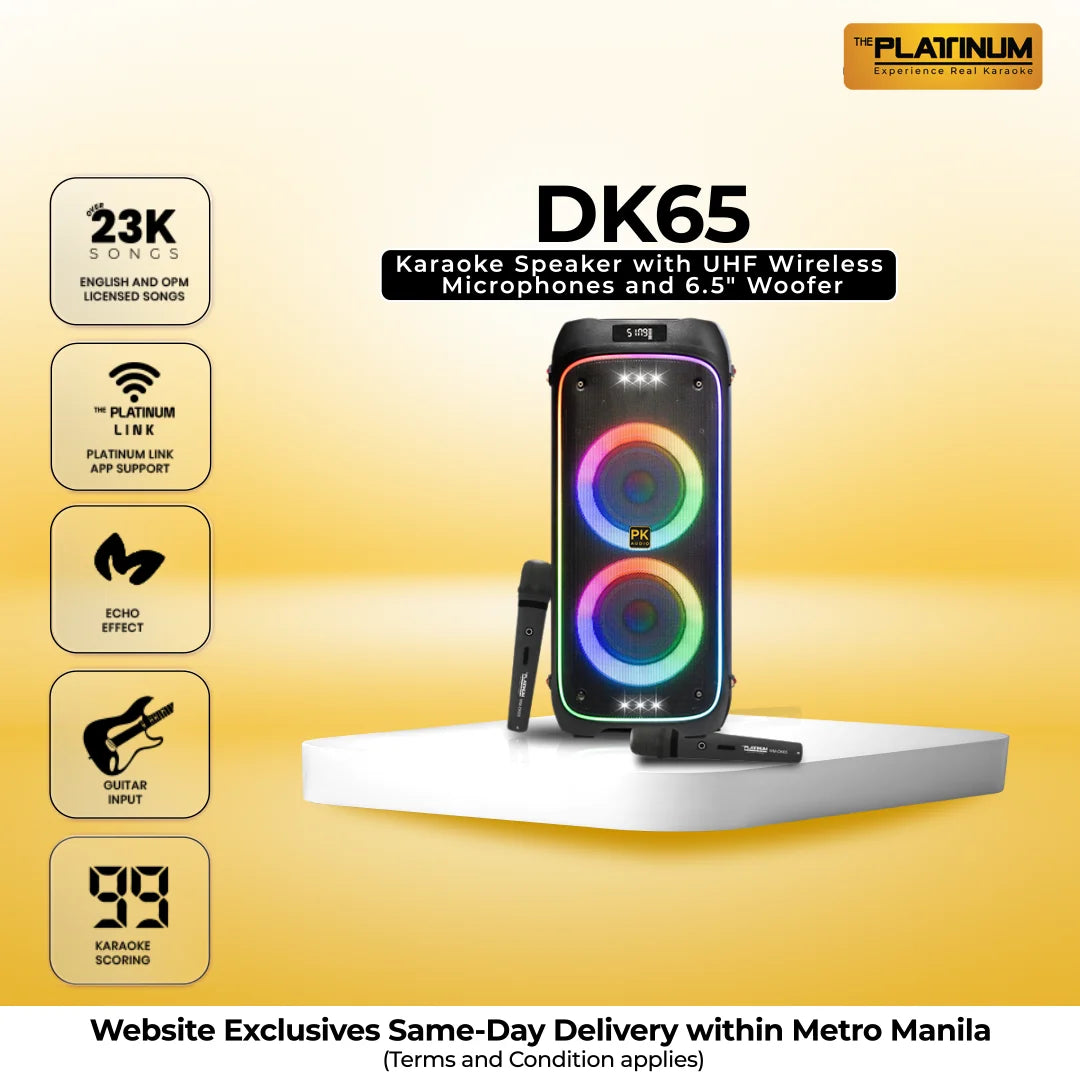 DK65 Duo Karaoke Speaker with UHF Wireless Microphones and 6.5