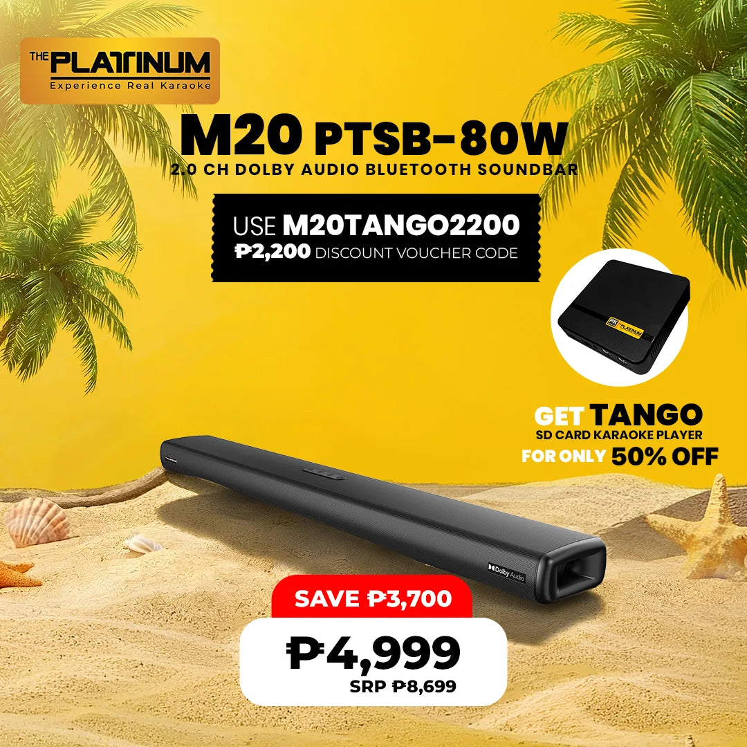 M20 PTSB-80W 2.0 CH Dolby Audio Soundbar with Tango