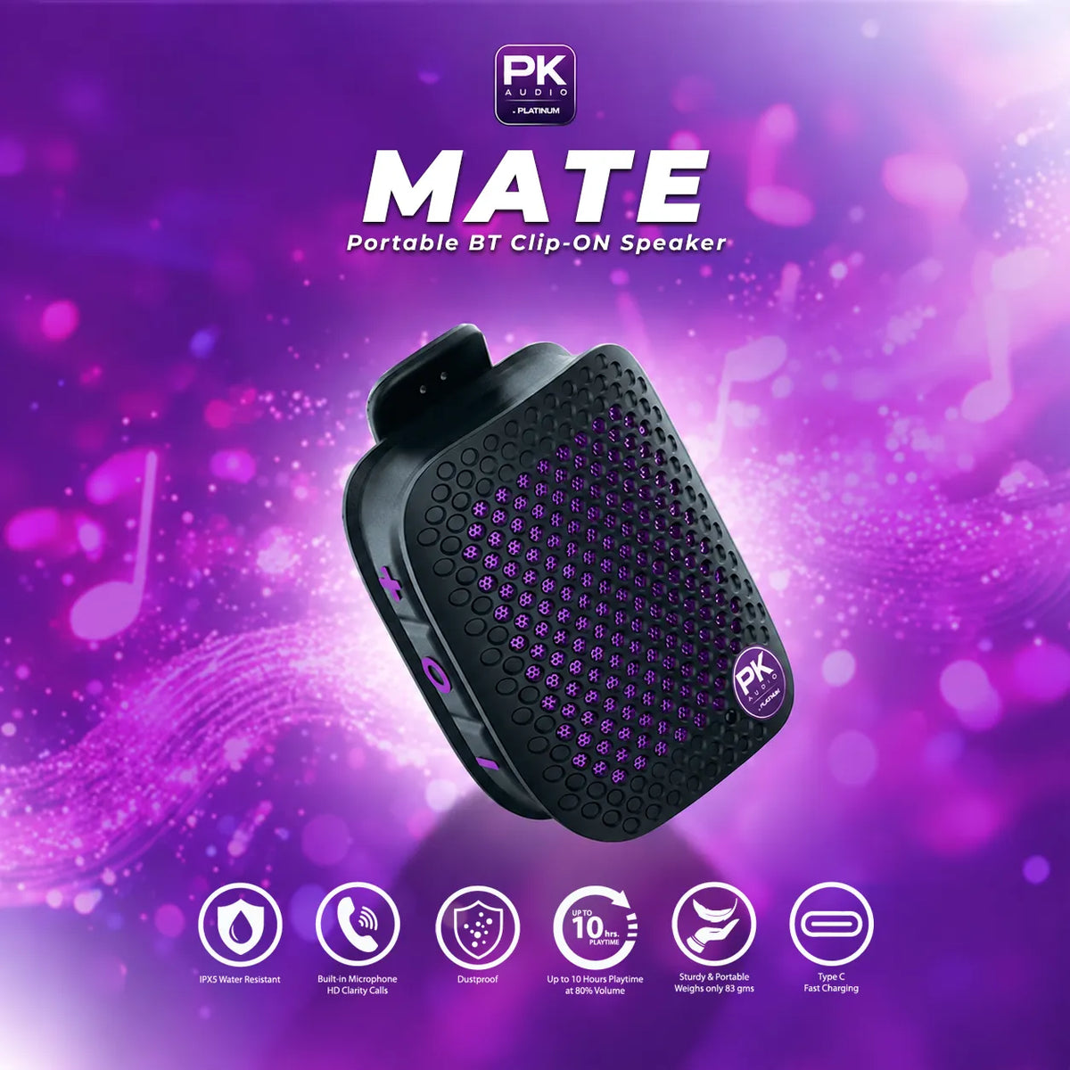 MATE Portable BT Clip-On Speaker