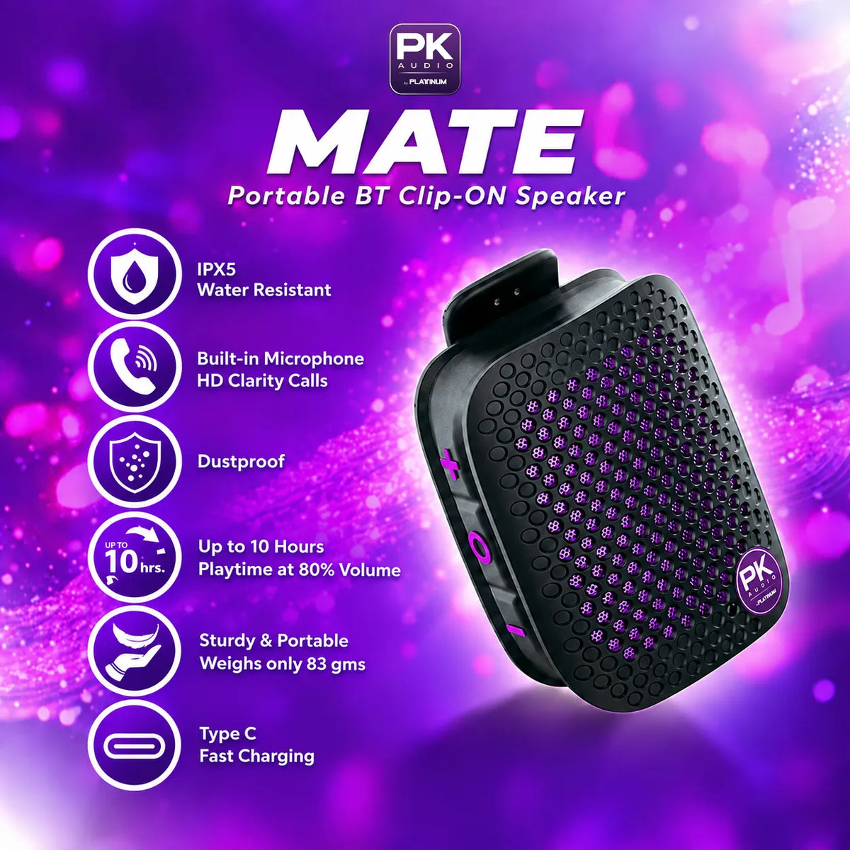 MATE Portable BT Clip-On Speaker