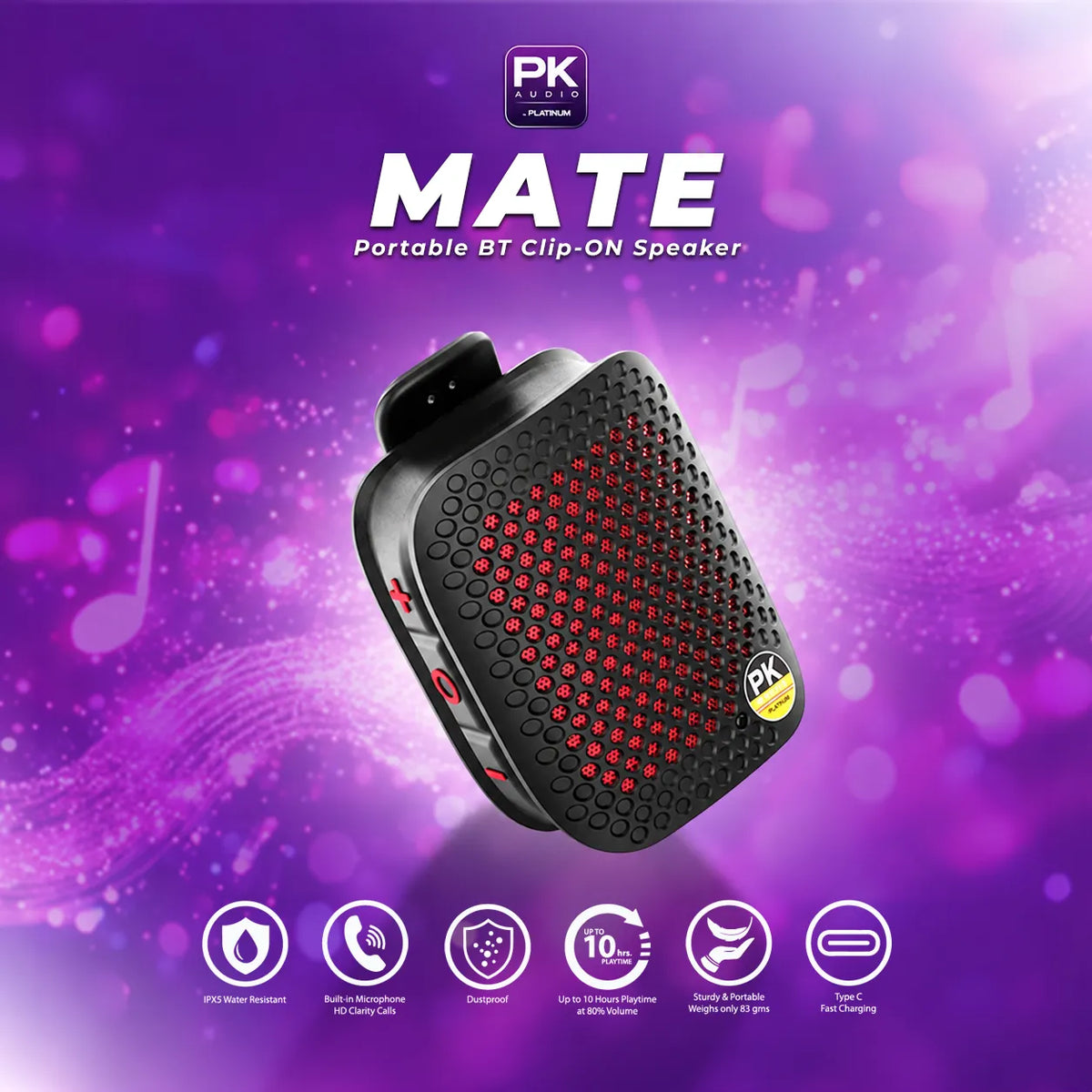 MATE Portable BT Clip-On Speaker