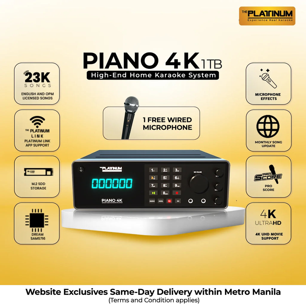 PIANO 4K 1tb High-End Home Karaoke System with Wired Microphone