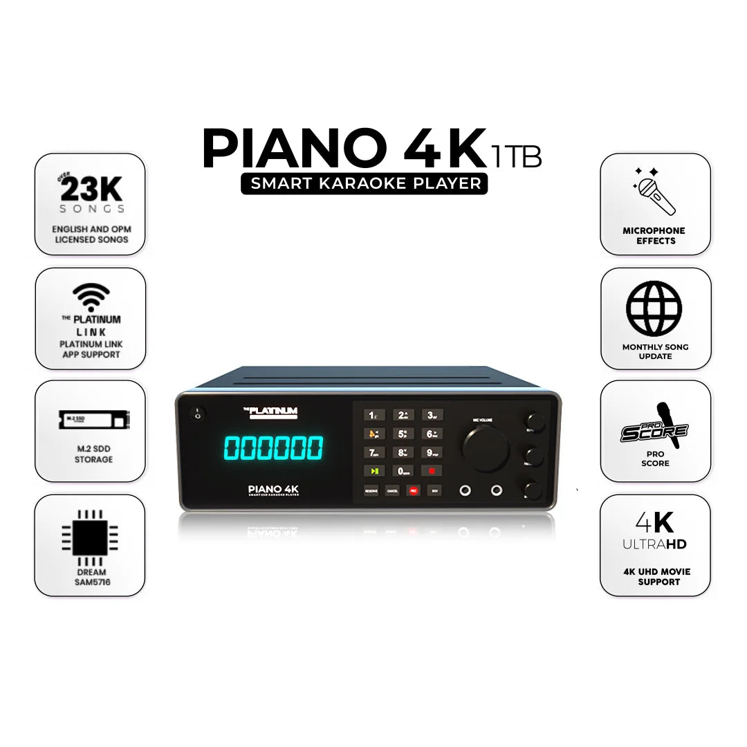 PIANO 4K 1tb High-End Home Karaoke System with Wired Microphone