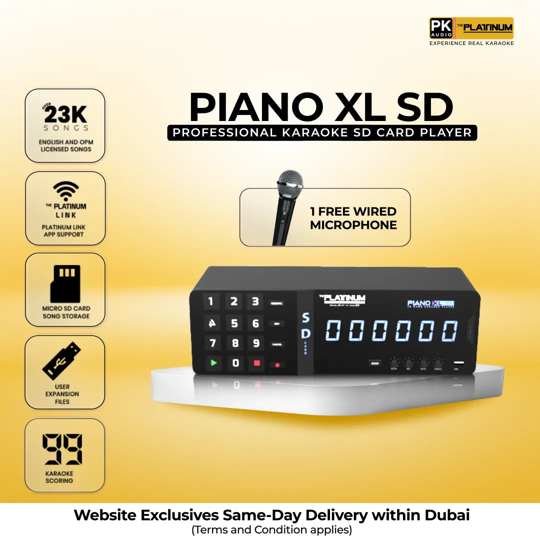 PIANO XL SD Professional SD Card Home Karaoke Player with Free Wired Mic