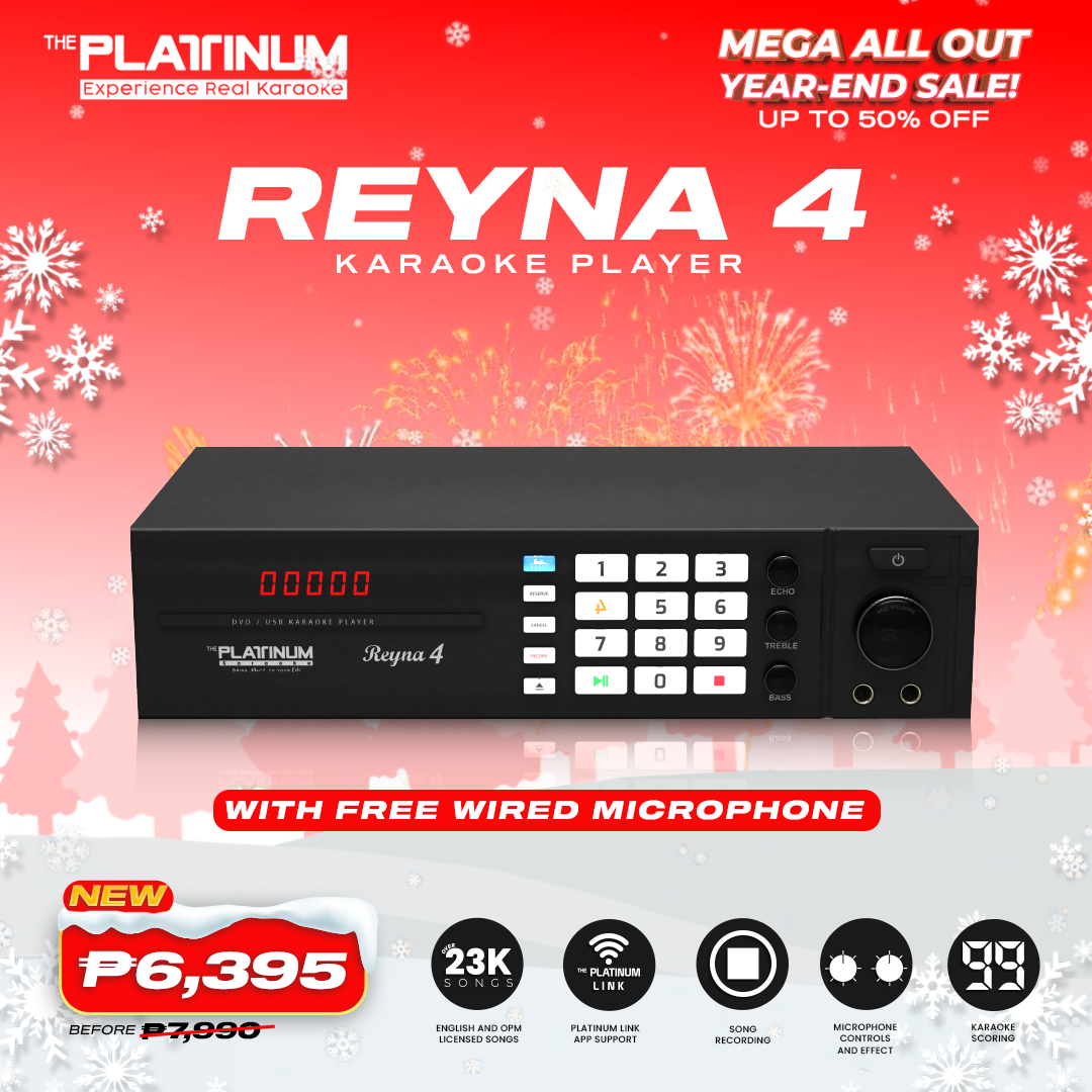 Reyna 4 Karaoke Player with Free Wired Mic