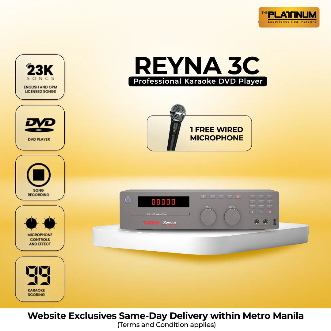 REYNA 3C Professional Karaoke DVD Player with Free Wired Microphone