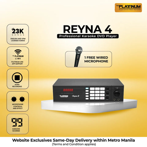 REYNA 4 Professional Karaoke DVD Player with Free Wired Microphone