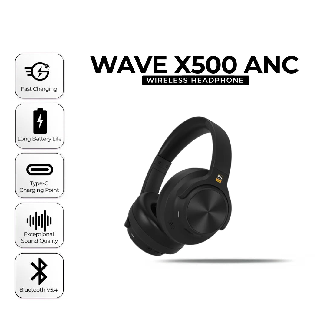 WAVE X500 ANC Wireless Headphone with Active Noise Cancelling